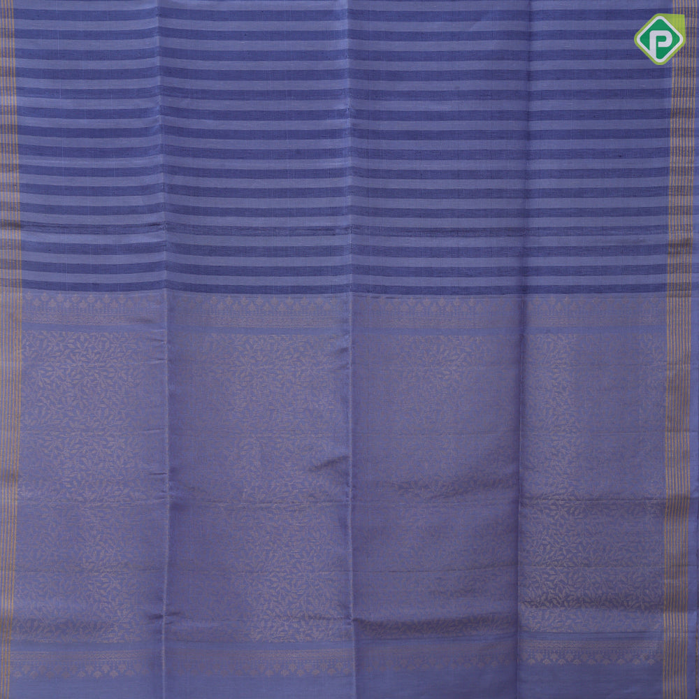 Peach pink base elephant grey stripes design self gold zari border grand classic floral pallu linen soft silk saree