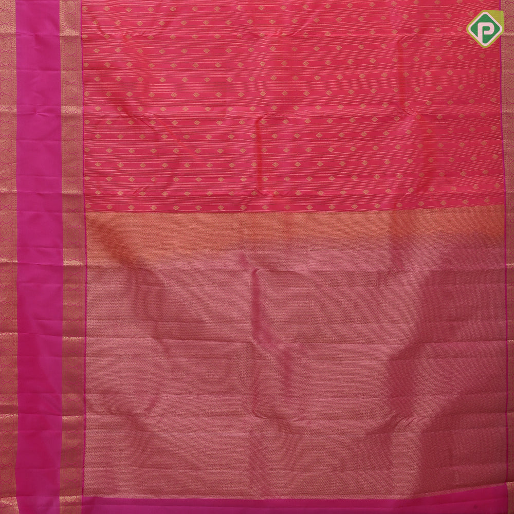 Grape brown gold zari stripes and flower butta purple gold zari retta pattai border pure mix silk saree