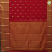 Red Gold Zari Peacock Butta Design Self Colour Waves Ruthracham Thilagam Border Design Traditional Silk Saree