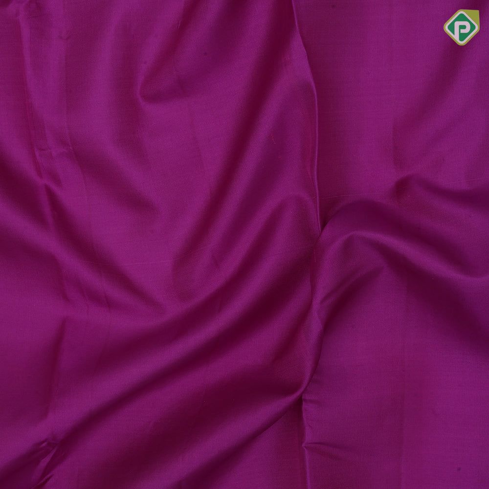 Purple color plain body self gold zari meena work design border trendy designer silk saree
