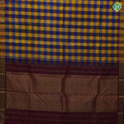 Multi color checks paalum pazhamum kattam self gold zari peacock butta design traditional silk saree