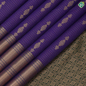 Violet Gold Zari Vairaoosi Checks Jhumki Design Self Colour Mayilkan Flower Border Design Traditional Silk Saree