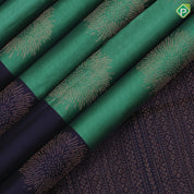 Teel green copper zari fancy flower butta contrast blue copper zari flower border pure mix soft silk saree