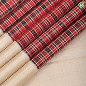 Tri color with gold zari checks design cream white gold zari peacock annam mid mayikan border traditional silk saree