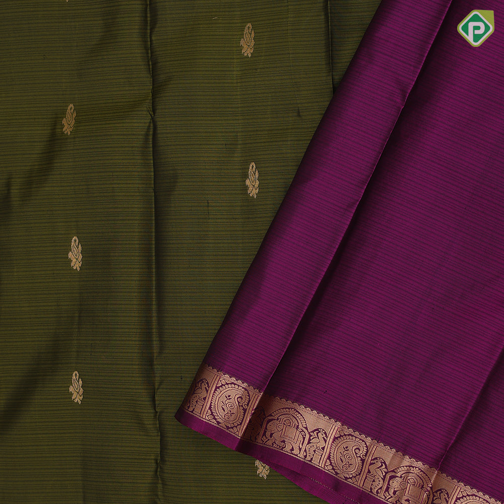 mehanthi green gold zari fancy mango butta design purple gold zari mango and elephant butta border gift silk saree