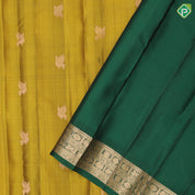 Olive Yellow Gold Zari Peacock Butta Design Green Colour Traditional Style Border Design Pure Mix Silk Saree