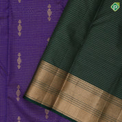 Violet Gold Zari Vairaoosi Checks Jhumki Design Self Colour Mayilkan Flower Border Design Traditional Silk Saree