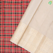 Tri color with gold zari checks design cream white gold zari peacock annam mid mayikan border traditional silk saree
