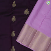Dark Purple Gold Zari Mango Butta Design Baby Pink Ruthracham Mango Border Design Traditional Silk Saree