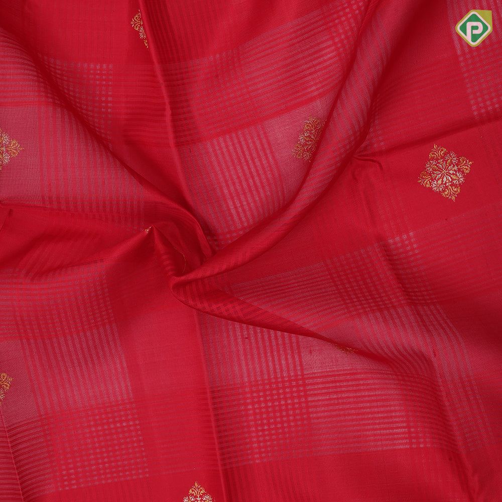 Chilly red kora design silver gold zari diamond butta bottle green gold zari meena work border traditional silk saree
