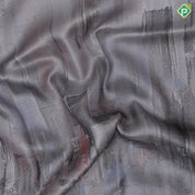 Smoke grey base silent feature painting inspired art effect zari by zari master weaved exclusive silk saree