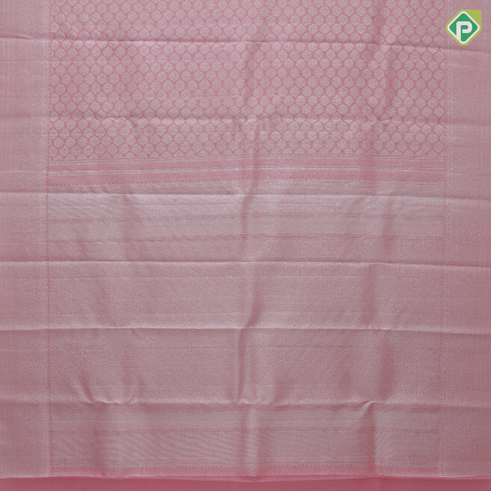 candy pink neem zari fancy round butta design self color and zari spin design border organza silk saree