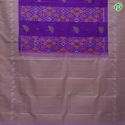 Purple Gold Zari Flower And Ikkat Design Baby Pink Elephant Horse Peacock Floral Border Design Trendy Silk Saree