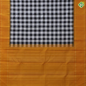 Black and white chess board checks design mango yellow gold zari rettapett border traditional silk saree