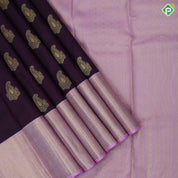 Dark Purple Gold Zari Mango Butta Design Baby Pink Ruthracham Mango Border Design Traditional Silk Saree