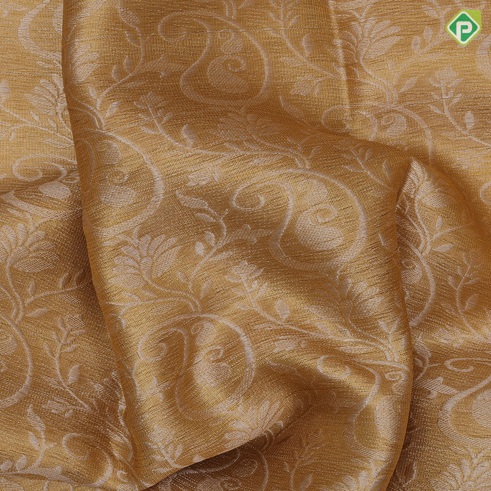Gold Tissue Floral Design Bavanji Border Design Trending Fancy Saree
