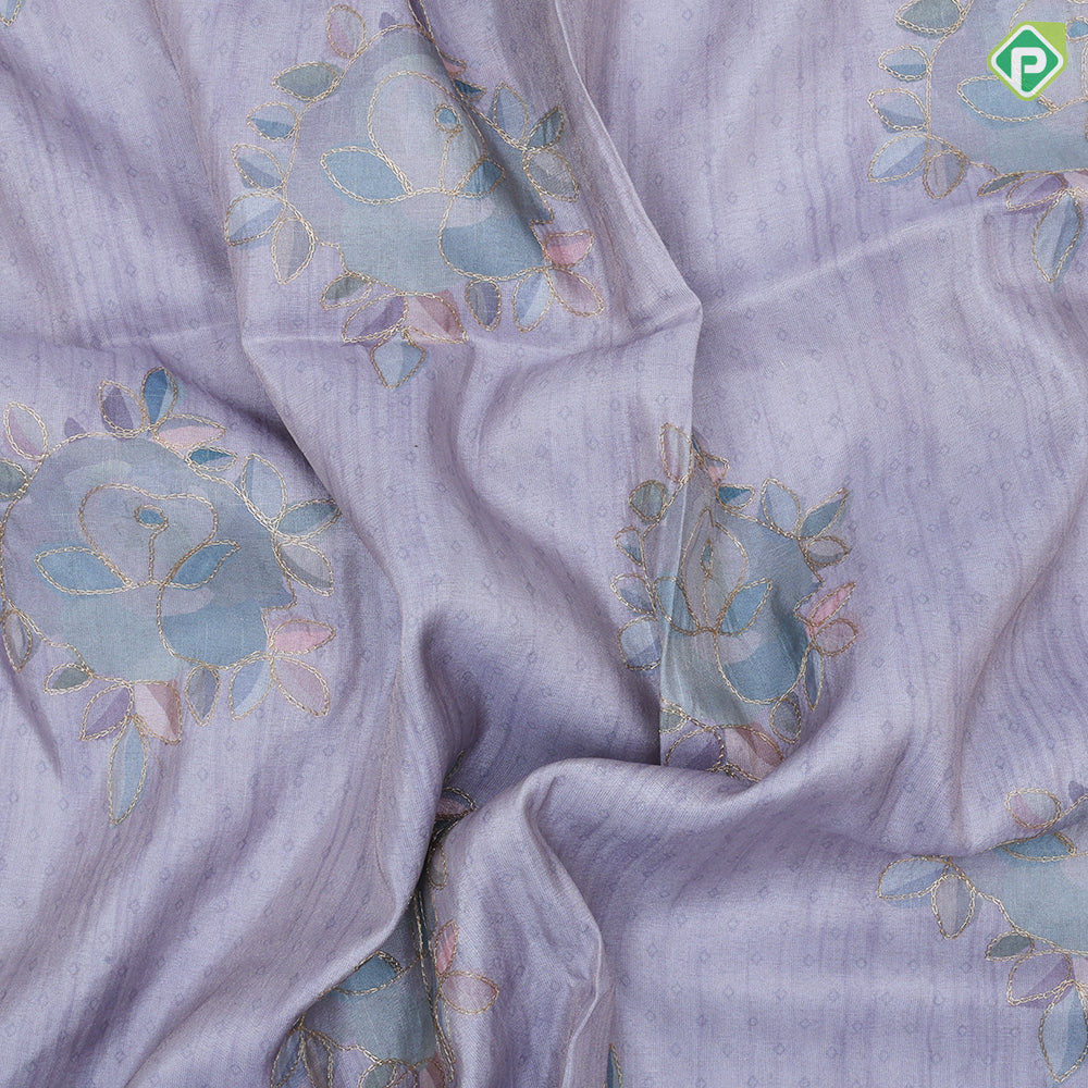 Pastel natural color zari flower design multi color line border semi tusser saree