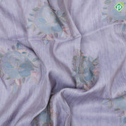 Pastel natural color zari flower design multi color line border semi tusser saree