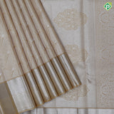 Sandal silver zari fancy gradient design self silver zari bavanji border trendy designer silk saree