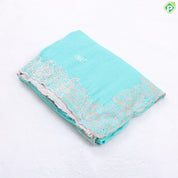 Baby pink tissue effect chamki work design self multi color embroidered cut work border Hollywood fancy saree