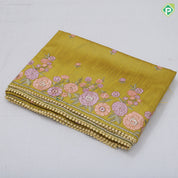 Navy Blue Rose Flower Butta Border Flower Design Fancy Cotton Saree