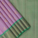 Baby Pink Gold Zari Small Peacock Butta Design Green Colour Peacock Elephant Floral Border Design Pure Mix Silk Saree