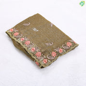 Mustard yellow tissue effect flamingo butta embroidered design multi color cut work border hollywood fancy saree