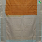 Mustard yellow gold zari checked window panel design mint green gold zari mango butta border art silk saree