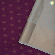 Purple gold zari stripes and square fancy butta design greyish gold zari thilagam butta border art silk saree