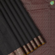 Black Colour Gold Zari Small Checked Design Chilly Red Vanasingaram Border Design Luxury Black Silk Saree