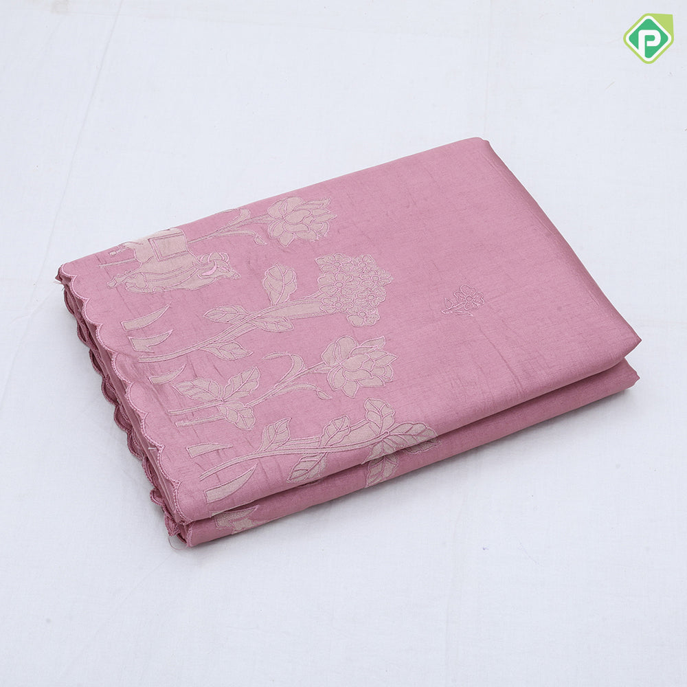 Tusser style plain body Embroidery border design fancy cotton saree