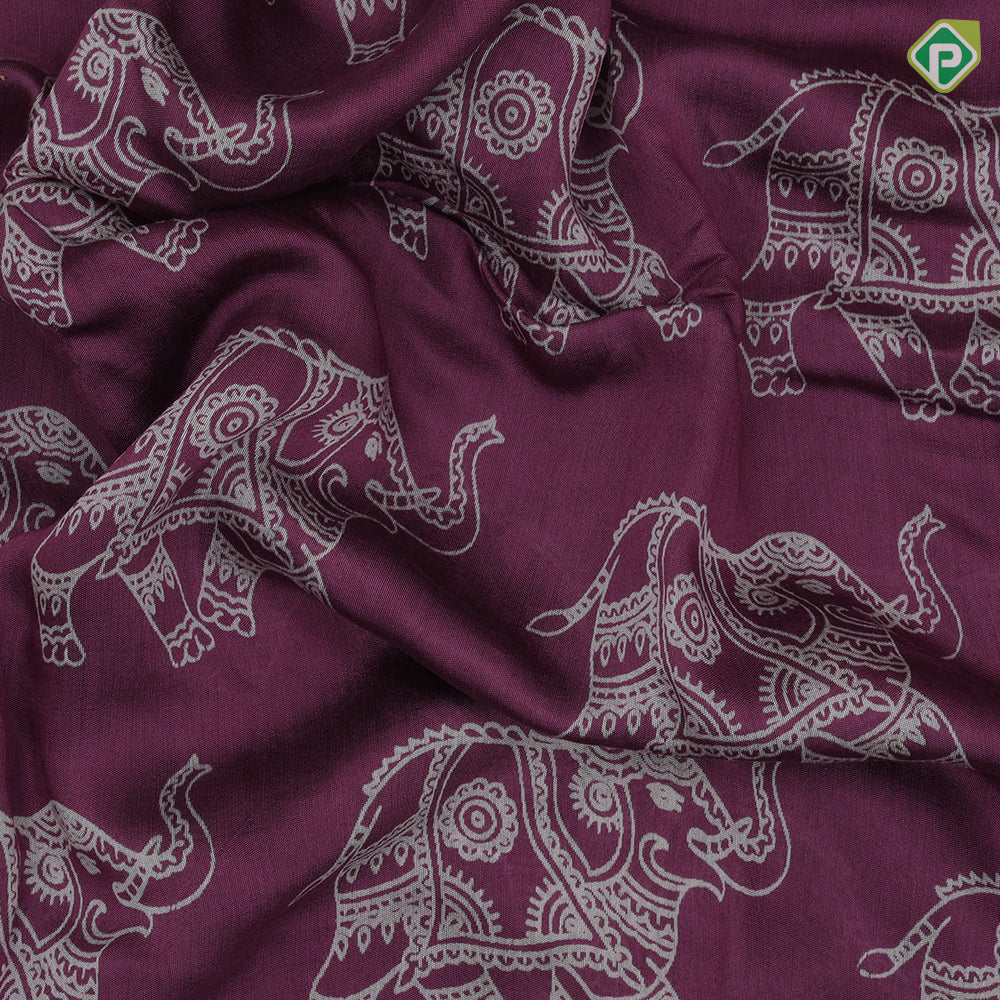 Blush Pink Elephant Design Border Lines Flower Design Fancy Cotton Saree