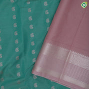 Rexona green gold zari mango butta stripes design peach silver gold zari rangoli border Art silk saree