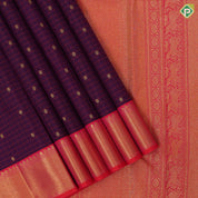 Purple rani pink pattu kattam rudraksham butta motifs rani pink gold zari banaras border traditional silk saree