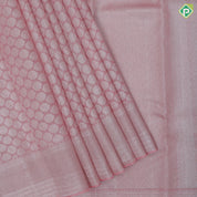 candy pink neem zari fancy round butta design self color and zari spin design border organza silk saree