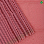 Peach pink base elephant grey stripes design self gold zari border grand classic floral pallu linen soft silk saree