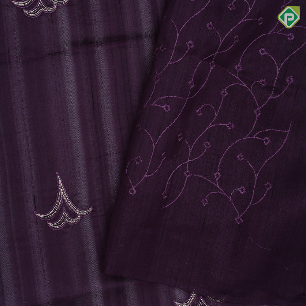 Violet blue neem zari fancy floral butta self floral embroidered border trending fancy saree