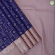 Royal blue gold zari window panel and thilagam design peach pink neem zari rettapet border art silk saree