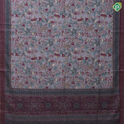 Multi color kalamkari style digital printed design double design border semi tusser saree