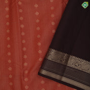 Rust Orange gold zari checks and flower butta design brown gold zari fancy mango butta border art silk saree
