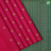 Dark pink gold zari Annam Chakkaram butta motifs design borderless contemporary vintage silk saree