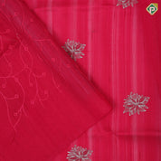 Raspberry pink silver zari fancy flower butta self color big floral embroidered border trending fancy saree