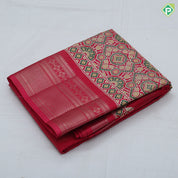 Dark color gold zari groped lined rangoli design padded self gold zari border fancy cotton saree
