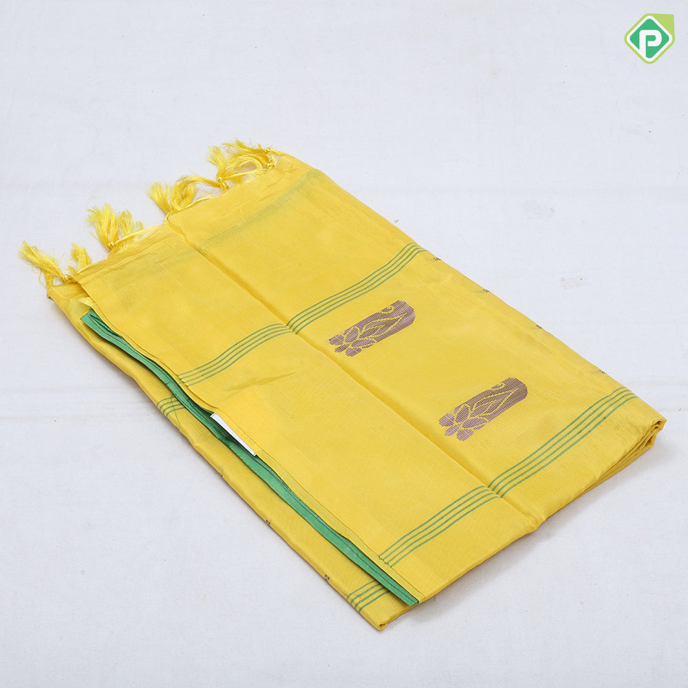 pastel color body dark color pallu concept soft fancy banana pith hot silk saree