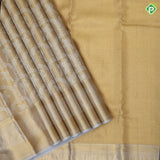 Gold base flying peacock grand wavy design creamy lavender Peacock Border bridal tissue Silk Saree