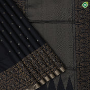 Black with gold zari small balls butta design self gold zari fancy border grand pallu soft silk saree
