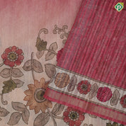 Peach Red Based Flower Floral Design Contrast Border Fancy Cotton Saree