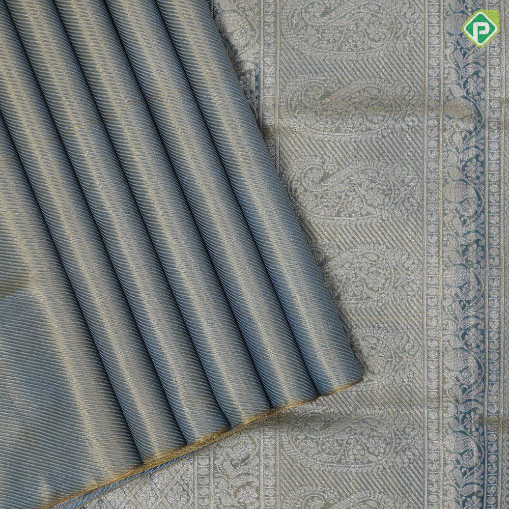 turquoise blue base gold zari by zari tissue weave self design border celebrity fame exclusive tissue silk saree