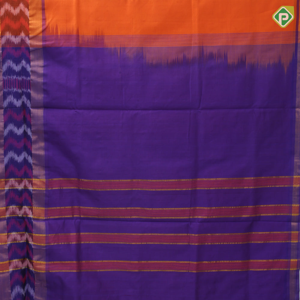 Solid dark color body design contrast ikkat design border 10 yards silk cotton saree