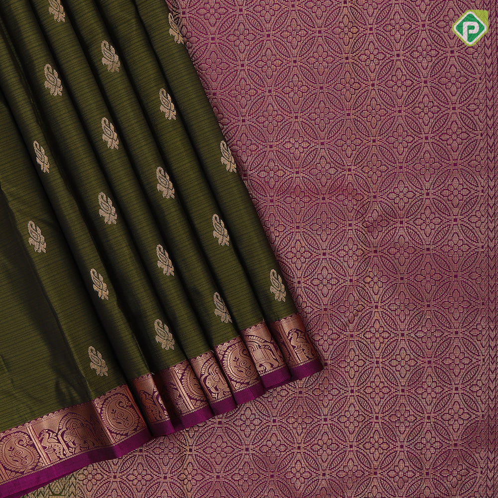 mehanthi green gold zari fancy mango butta design purple gold zari mango and elephant butta border gift silk saree